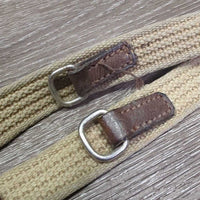 German Martingale, Cotton Web Reins *gc/fair, stiff, dry, edge scrapes, cut end, rusty, bent, warped, dry, mnr dirt, film
