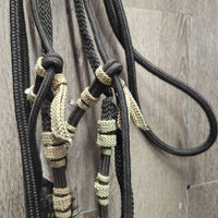 Round Nylon Headstall, Buckles, loop reins, tassle ends *vgc, mnr dirt, residue

