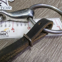 Thick Hvy French Link Bit, flat center bar, leather curb strap *vgc/gc, clean, residue, stains, scratches, trimmed
