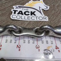 Thick Hvy French Link Bit, flat center bar, leather curb strap *vgc/gc, clean, residue, stains, scratches, trimmed
