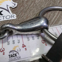 Thick Hvy French Link Bit, flat center bar, leather curb strap *vgc/gc, clean, residue, stains, scratches, trimmed
