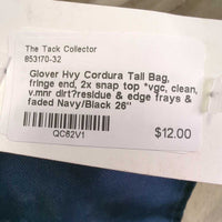Hvy Cordura Tail Bag, fringe end, 2x snap top *vgc, clean, v.mnr dirt?residue & edge frays & faded
