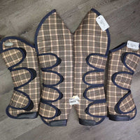 Tall Front & Hind Shipping Boots, tags *like new?, dust, shavings, dirty velcro, older
