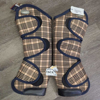 Tall Front & Hind Shipping Boots, tags *like new?, dust, shavings, dirty velcro, older
