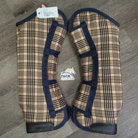 Tall Front & Hind Shipping Boots, tags *like new?, dust, shavings, dirty velcro, older
