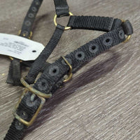 Thick Stiff Nylon Halter, adj *gc, mnr dirt, stains, oxidized, faded, rubs, older
