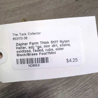 Thick Stiff Nylon Halter, adj *gc, mnr dirt, stains, oxidized, faded, rubs, older
