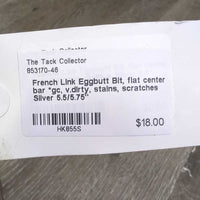 French Link Eggbutt Bit, flat center bar *gc, v.dirty, stains, scratches
