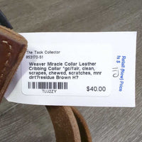 Leather Cribbing Collar *gc/fair, clean, scrapes, chewed, scratches, mnr dirt?residue
