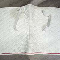 Quilt Dressage Saddle Pad, piping, tabs, velcro number holder *gc, clean, dingy, pilly, mnr hair, stains, dirt, curled edges, puckers
