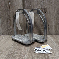 Wide Base Aluminum Stirrup Irons *vgc, clean, scratches, rubs, oxidized, stains, mnr rust
