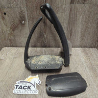 1 ONLY LEFT Safety Stirrup & 1 Bottom Base Cover & 1 screw *gc, sandy, rubs, residue/film, older, faded
