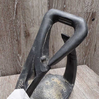 1 ONLY LEFT Safety Stirrup & 1 Bottom Base Cover & 1 screw *gc, sandy, rubs, residue/film, older, faded
