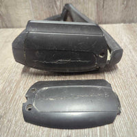 1 ONLY LEFT Safety Stirrup & 1 Bottom Base Cover & 1 screw *gc, sandy, rubs, residue/film, older, faded

