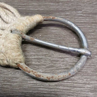 15 Cotton String Cinch, 2x D Rings *gc/fair, rusty, stains, dirt, hair, older
