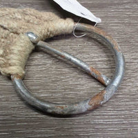 15 Cotton String Cinch, 2x D Rings *gc/fair, rusty, stains, dirt, hair, older
