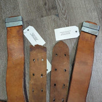 2 Leather Fenders, Tooled corners, 2x stirrup adjusters *gc, creases, stains, chewed/torn end
