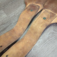 2 Leather Fenders, Tooled corners, 2x stirrup adjusters *gc, creases, stains, chewed/torn end
