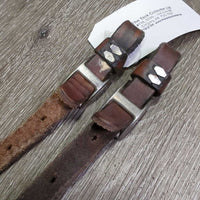 Narrow Leather Loop Barrel - Roper Rein, 2 Keepers & Conway Buckles *gc, stiff & dry spots, older, stains, edge rubs
