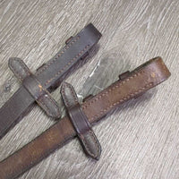 Wide Cotton Web Reins, finger stoppers, *gc, dirty, rubs, scrapes, chewed, stains, faded, older, stiff, dry
