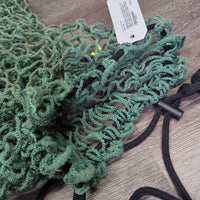 Slow Feed Hay Net - Day Bag *gc/fair, clean, baler twine repair, faded, stains, fray, rips, lg holes
