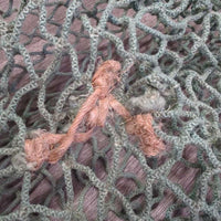 Slow Feed Hay Net - Day Bag *gc, clean, baler twine repair, faded, stains, fray, tears
