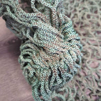 Slow Feed Hay Net - Day Bag *gc, clean, baler twine repair, faded, stains, fray, tears
