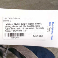 Nylon Show Scrim Sheet, piping, deco tail, lthr buckle, bag *vgc, mnr hair, dirt/residue, threads
