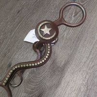 LS Curved Med Port Western Curb Bit, Trim *fair, BENT, oxidized, NOT For USE??
