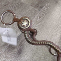 LS Curved Med Port Western Curb Bit, Trim *fair, BENT, oxidized, NOT For USE??
