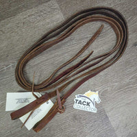 Narrow Thin Leather Split Reins, leather laces, loops *gc/fair, dry, cracks, stains
