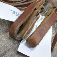 Narrow Thin Leather Split Reins, leather laces, loops *gc/fair, dry, cracks, stains
