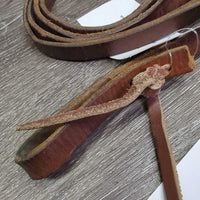 Narrow Thin Leather Split Reins, leather laces, loops *gc/fair, dry, cracks, stains
