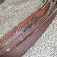 Narrow Thin Leather Split Reins, leather laces, loops *gc/fair, dry, cracks, stains
