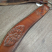 Leather Breastcollar, Tooled Floweres *gc, clena, older, rust, stains, Missing conchos, scratches, rubs
