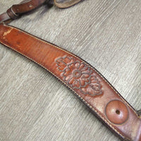 Leather Breastcollar, Tooled Floweres *gc, clena, older, rust, stains, Missing conchos, scratches, rubs
