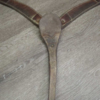 Leather Breastcollar, Tooled Floweres *gc, clena, older, rust, stains, Missing conchos, scratches, rubs
