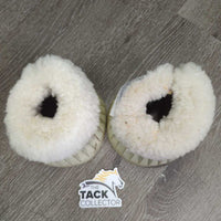 Soft Ribbed Rubber Bell Boots, Sheepskin Top, velcro *gc, dirt, stains & discolored
