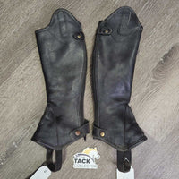 JUNIORS Leather Half Chaps, Back Zips *gc, dirty, rubs, edges: rubs, scrapes & peeled
