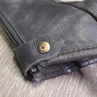 JUNIORS Leather Half Chaps, Back Zips *gc, dirty, rubs, edges: rubs, scrapes & peeled
