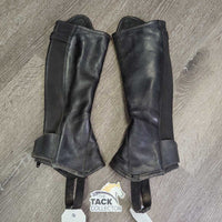 JUNIORS Leather Half Chaps, Back Zips *gc, dirty, rubs, edges: rubs, scrapes & peeled
