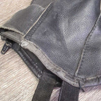 JUNIORS Leather Half Chaps, Back Zips *gc, dirty, rubs, edges: rubs, scrapes & peeled
