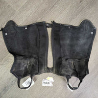 JUNIORS Leather Half Chaps, Back Zips *gc, dirty, rubs, edges: rubs, scrapes & peeled
