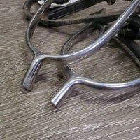 POW Spurs, Narrow Leather Spur Straps *vgc, clean, scratches, rubs, 1 Strap: mismatched?, thick stiff, dry, scraped straps
