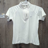 SS 1/4 Zip Show Shirt, lace, mesh, snap collar *vgc clean, mnr hair
