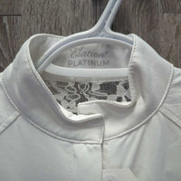 SS 1/4 Zip Show Shirt, lace, mesh, snap collar *vgc clean, mnr hair
