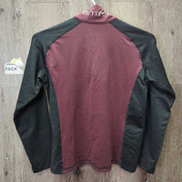 JUNIORS LS Fleece Lined Shirt, 1/3 Zip Up *gc, rubs, cracking logos
