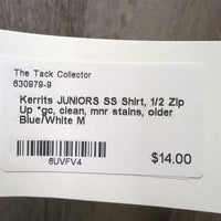 JUNIORS SS Shirt, 1/2 Zip Up *gc, clean, mnr stains, older
