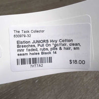 JUNIORS Hvy Cotton Breeches, Pull On *gc/fair, clean, mnr faded, rubs, pills & hair, sm seam holes
