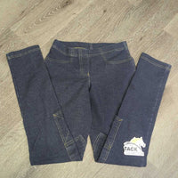Thick Stretchy Denim Riding Pant/Breeches, Pull On *vgc, clean, mnr rubs, pills & unstitched seam
